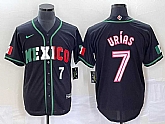 Men's Mexico Baseball #7 Julio Urias Number 2023 Black White World Classic Stitched Jersey,baseball caps,new era cap wholesale,wholesale hats